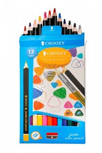 עפרונות צבעוניים משולש ג'מבו איכותיים 13 גוונים CROOZY עפרונות צבעוניים משולש ג'מבו איכותיים 13 גוונים CROOZY